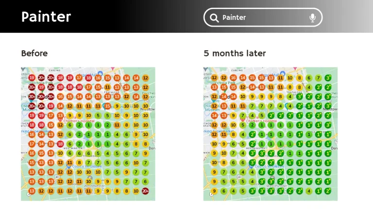 Local SEO Services • local seo services • RED27Creative Google Business Profile ranking heatmap showing local SEO services and performance across different areas