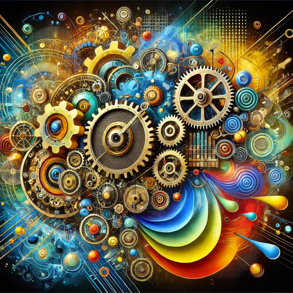 Maximizing the Impact of Data-Driven Marketing Strategies • data-driven marketing strategies • RED27Creative Colorful gears and abstract shapes design
