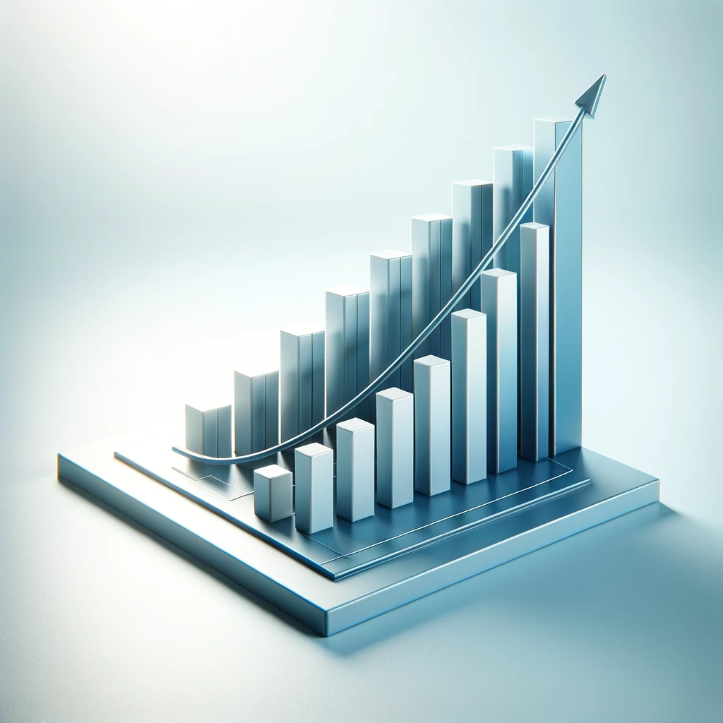 B2B Lead Generation 101: How to Attract and Convert Ideal Buyers • b2b lead generation • RED27Creative 3D bar graph showing upward trend